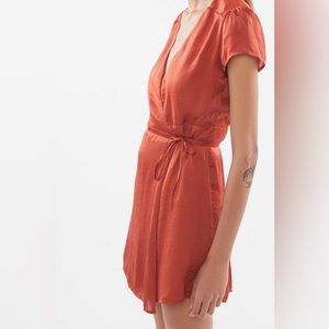 Urban Outfitters orange satin wrap dress